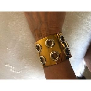 Golden Silver Circle Large Chunky Bracelet